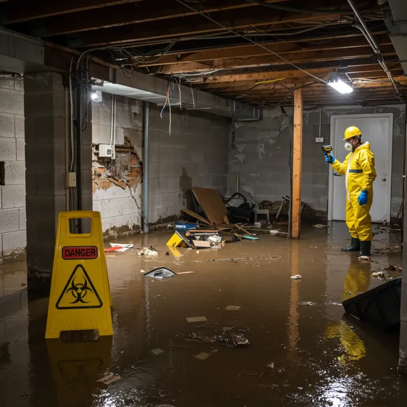 Flooded Basement Electrical Hazard in Jeffersonville, IN Property